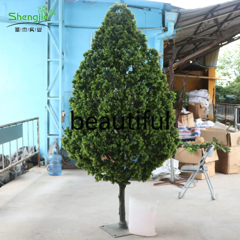 

Green planting tree simulation real wooden pole green plant outdoor landscaping jiuli fragrant fake tree