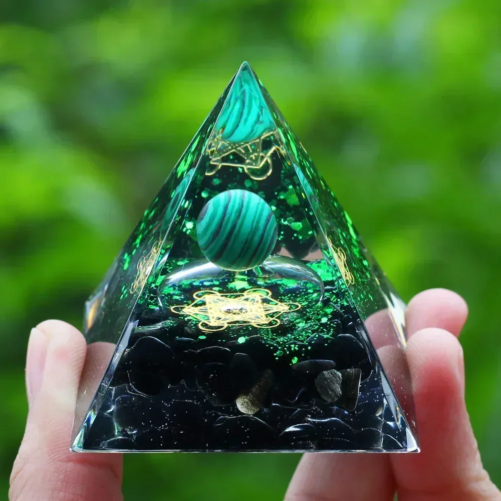 SS pirâmide de energia quente orgonite reiki bola de ametista natural cristais de cura chakra ferramenta ornamentos pedras de resina artesanato presente para crianças
