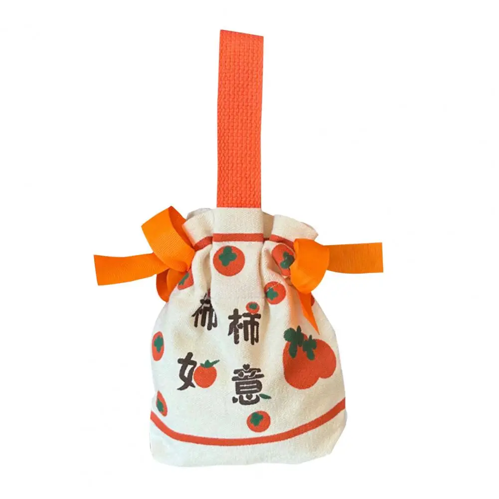 Canvas Drawstring Treat Bag Chinese Festival Canvas Drawstring Gift Bag with Bowknot for Wedding Candies Snack Treats Portable