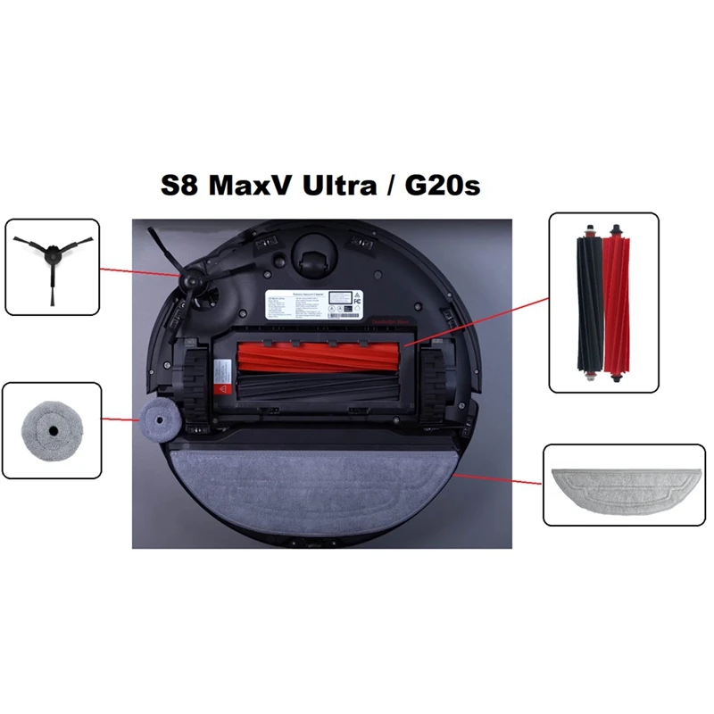 Accessories Kit For Roborock S8 Max V Ultra G20s Robot Vacuum Cleaner Replaceable Mop Choth Bags Main Side Brush Filter