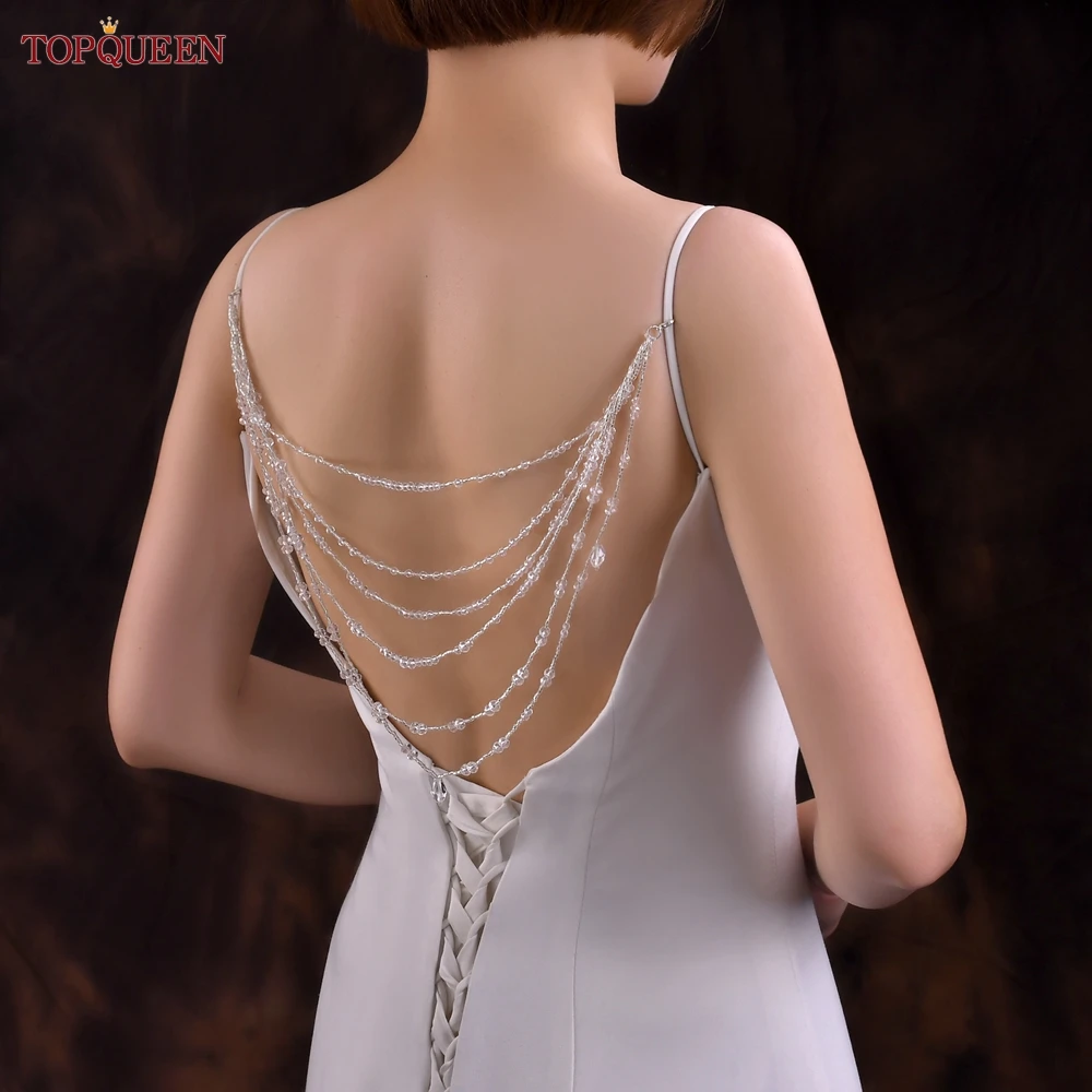 TOPQUEEN SG04 ジュエリー花嫁ウェディングアクセサリークリスタルタッセルペンダントネックレス女性のボレロショールドレス肩の装飾