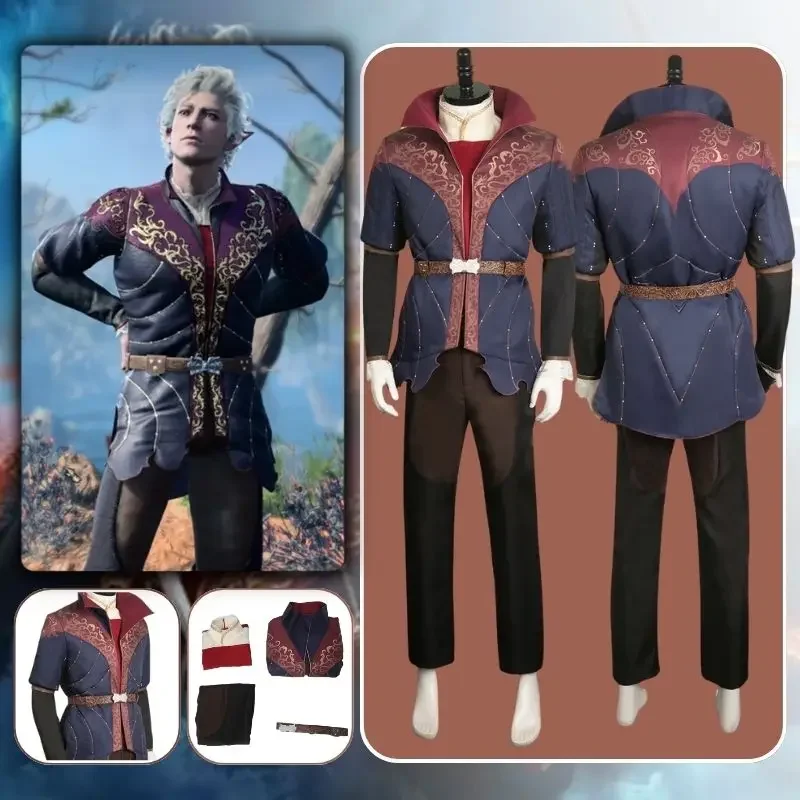 Baldur Cos Gate 3 Astarion Cosplay Fantasia Costume Disguise Adult Men Uniform Top Pants BG3 Outfits Man Halloween Carnival Suit