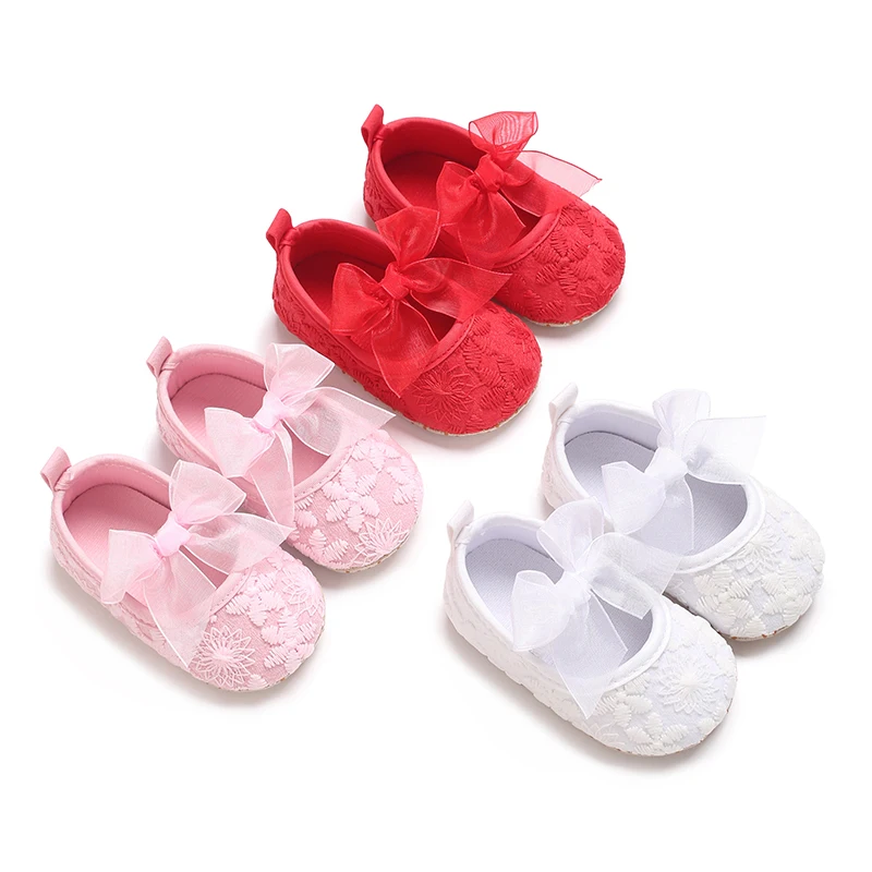 

0-1 Year Old Baby Girl Casual Cute Solid Color Bow Mary Jane Children's Shoes Soft Bottom Comfortable Lightweight
