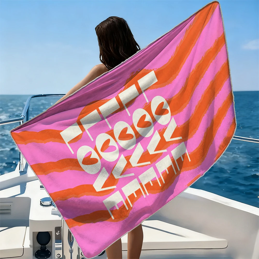 Serviette de plage Pink Hope Hearts en fibres ultra-fines, séchage rapide, absorbante, pour la plage, la natation, les vacances, les cadeaux essentiels