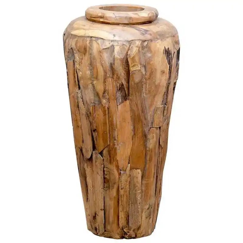 Massive Teakholz-Vase 40x80cm, Dekorativer Wohnakzent, Leicht zu Reinigen, Premium-Qualität