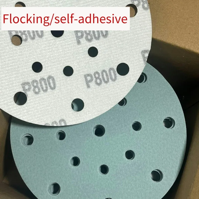 100PCS 5 Inch 6 Hole/6 Inch 17 Holes Hook and Loop Adhesive Sanding Discs Sandpaper for Random Orbital Sander 60#-800#Grits