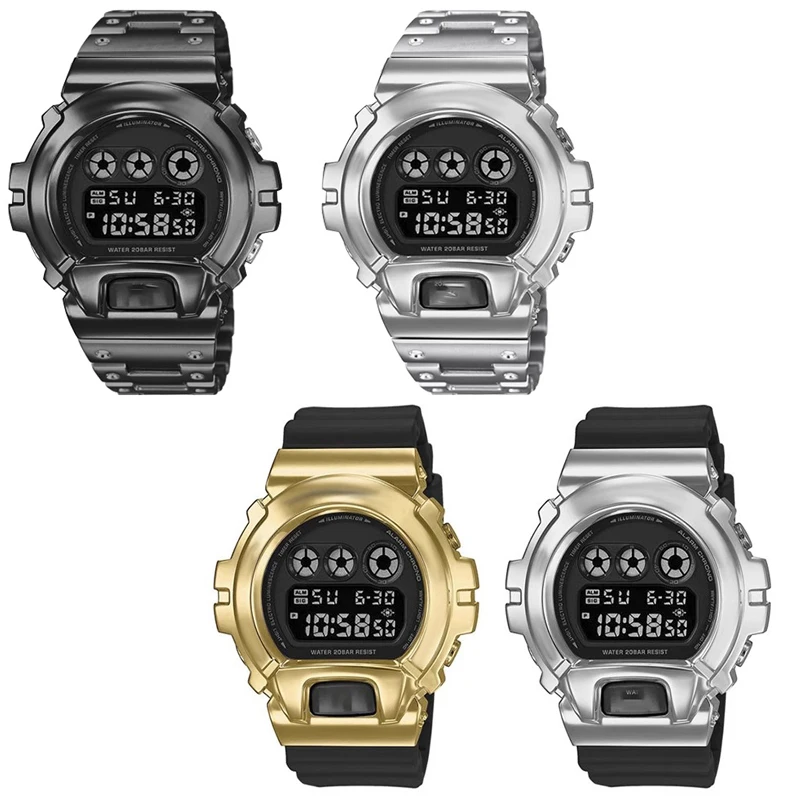 DW6900 Mod Kit Casio G-Shock DW-6900 시리즈 스테인레스 스틸 베젤 스트랩 남성용 시계 액세서리 용 수정 된 금속 케이스 + 팔찌