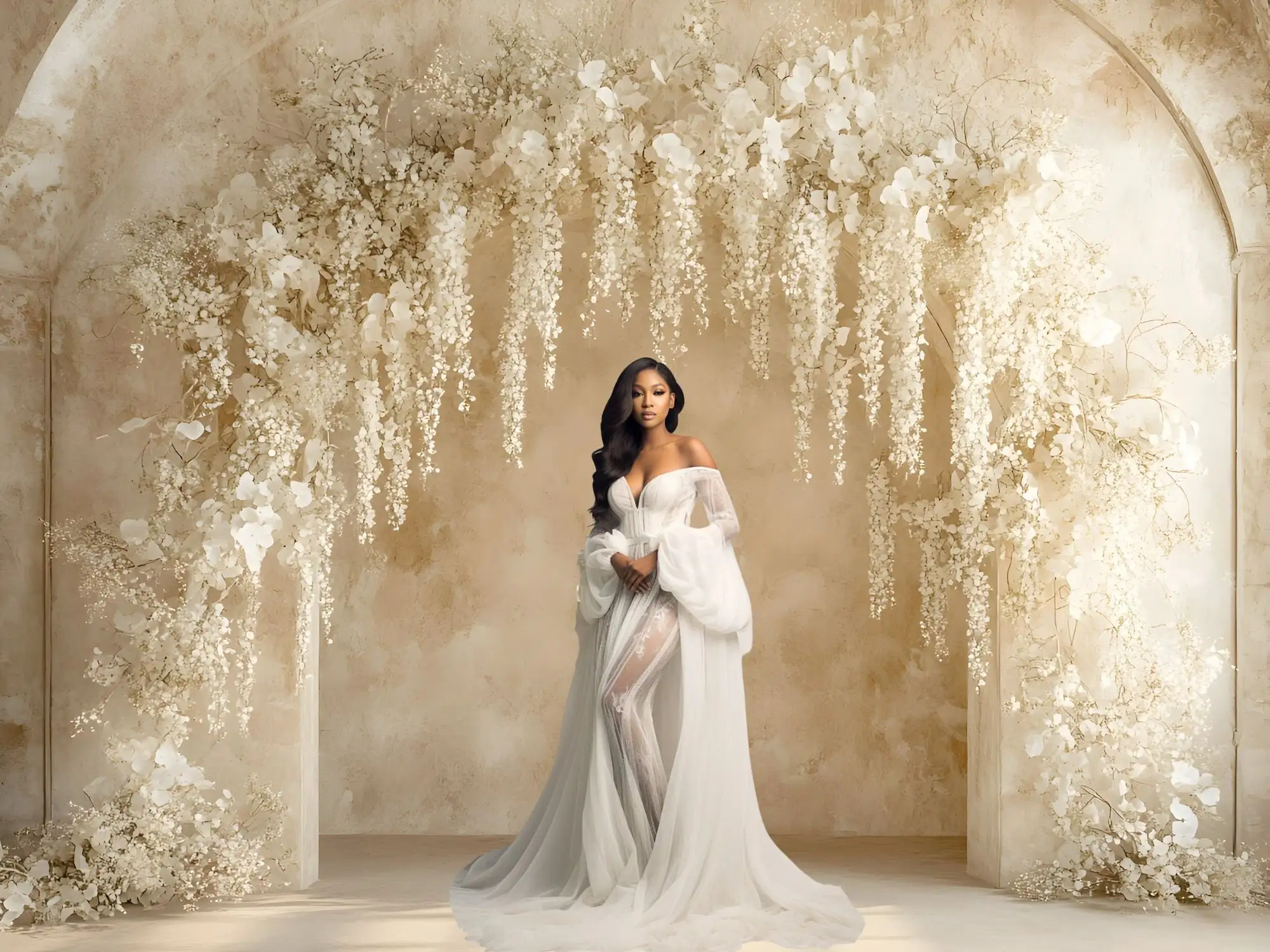 Fondo de fotografía Mehofond tierra Beige crema arco Floral arte adulto maternidad retrato de boda decoración telón de fondo estudio fotográfico