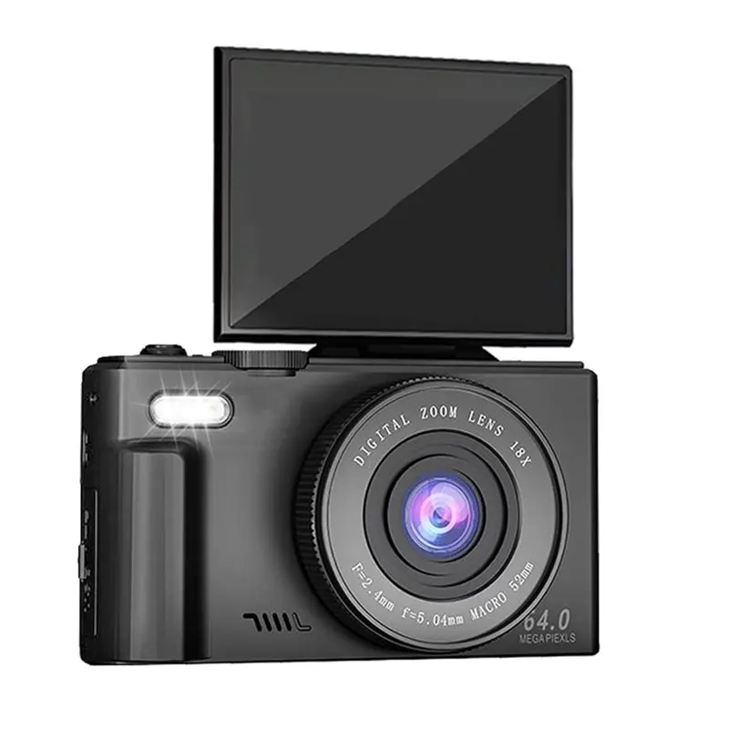 

ABZW AC600 4K 64MP UHD Digital Camera 18X Digital Zoom 180° Flip Screen Vintage Style For Youtube Autofocus Vlog Recording Auto