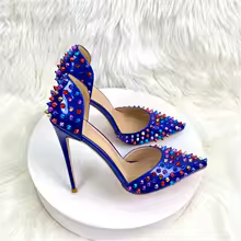 keshangjiaColored Rivets Women Pointy Toe Side Cut High Heel Shoes for Party Dress Sexy Ladies Evening Dress Stiletto Pumps33-46 - AliExpress