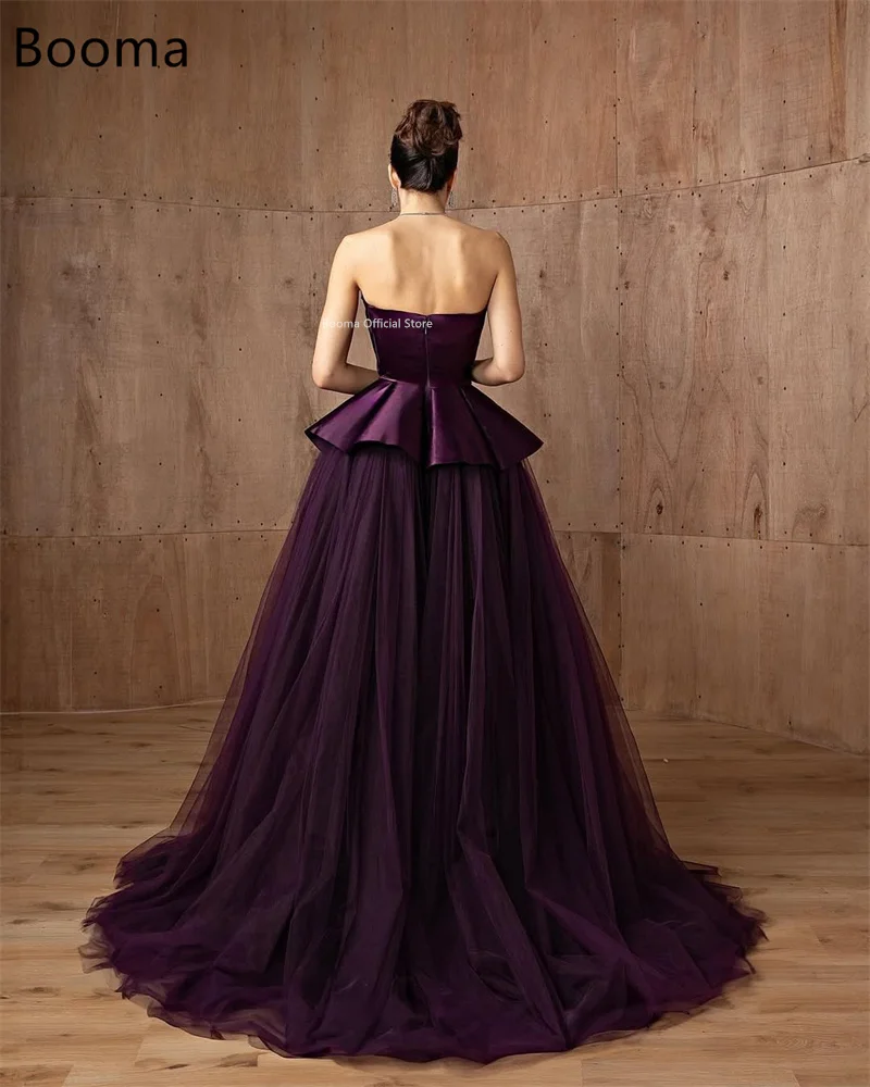 Booma Purple Strapless A-Line Evening Dresses Pleat Long Sleeveless Prom Gowns 2025 Evening Party Gowns Customized
