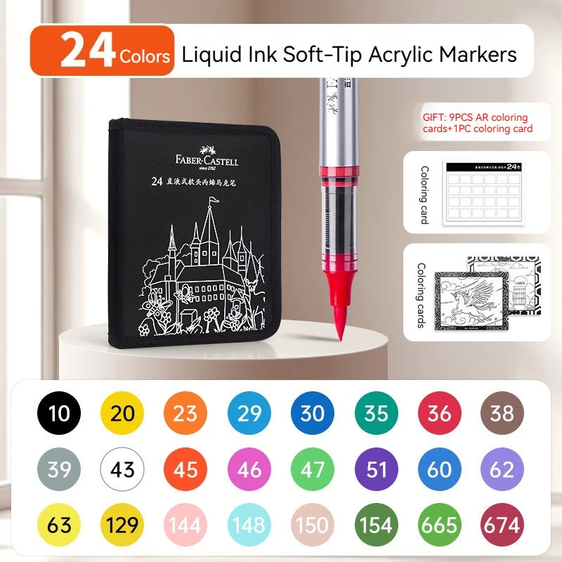 Faber Castell Direct Vloeibare Marker Pen Set 24-80 Kleuren DIY Handgetekende Graffiti Verf Art Acrylverf Pennen voor Kunstenaar Studenten