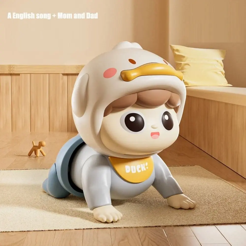 Learns To Crawl Music Electric Crawling Baby Toys Big Eyes Cartoon Learning Crawling Doll Funny with Sound Electric Walking Duck