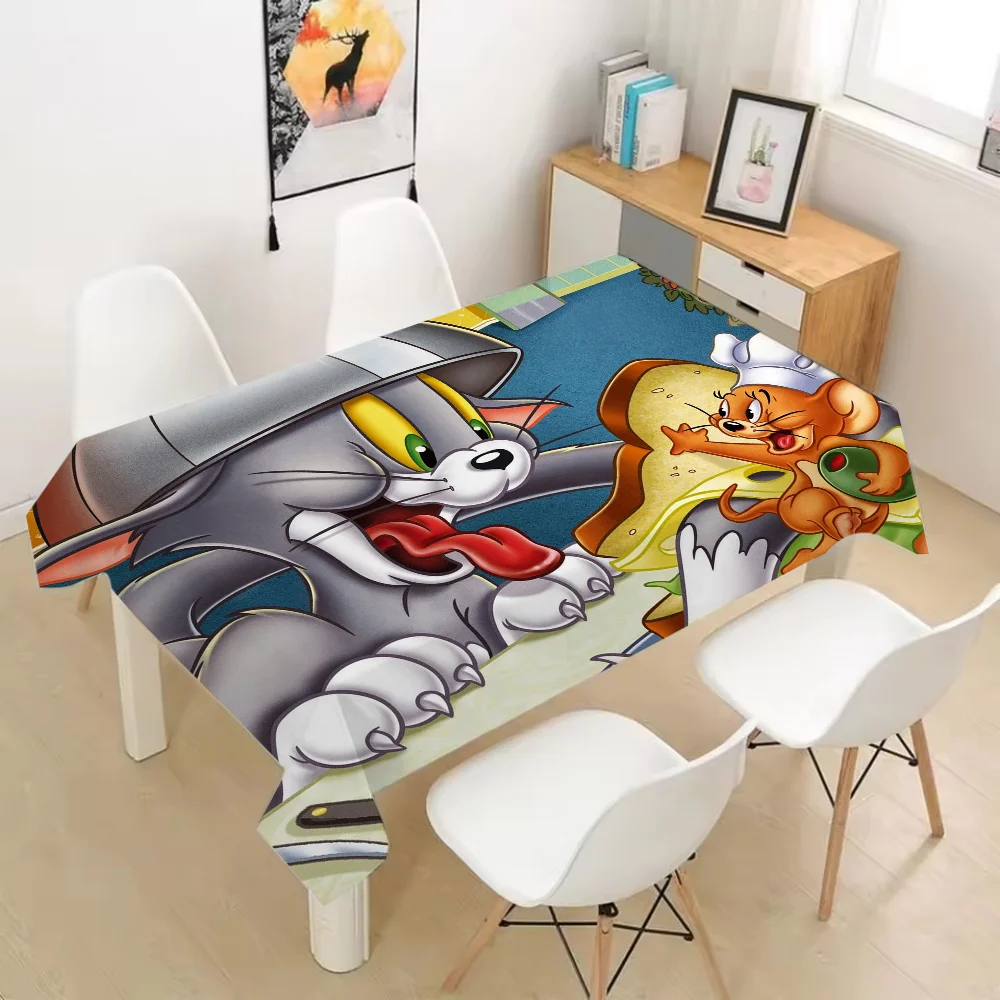 

1pc Anime T-Tom And J-Jerry Cartoon Table Decor Waterproof Tablecloth Rectangle Picnic Table Cloths Washable Water Resistance