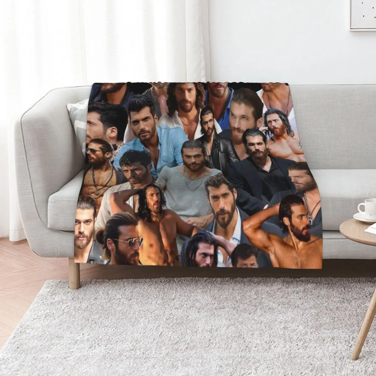 

Can Yaman photo collage Throw Blanket Furry Large wednesday Decoratives Blankets
