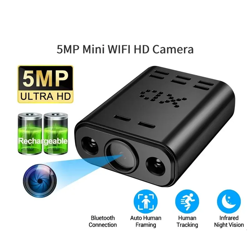 A73E-IR Visione notturna Body Cam 5MP HD Mini WIFI Telecamera Batteria incorporata Monitoraggio remoto Videocamera Tracciamento umano IP