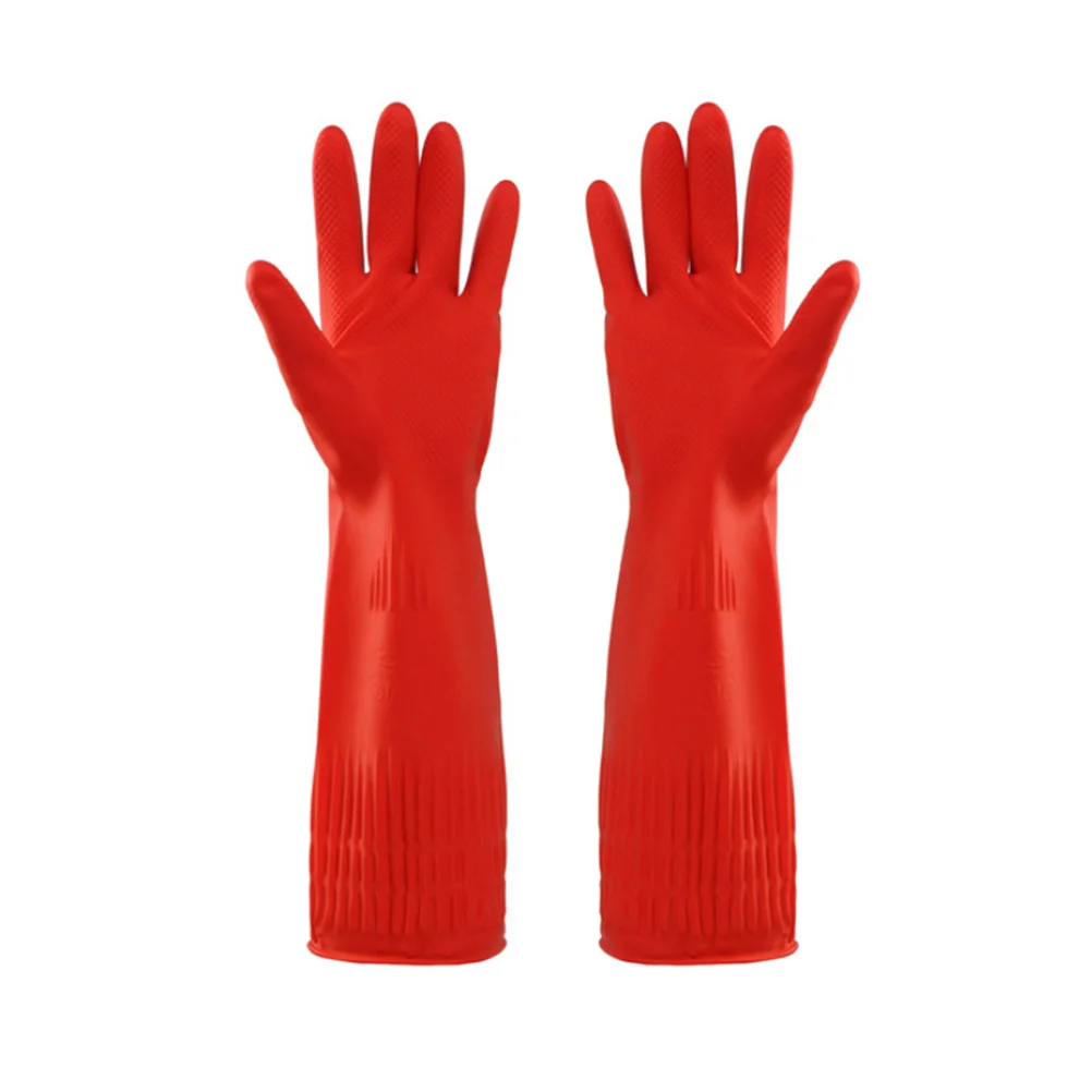 

1Pair Latex Dishwashing Gloves Red Waterproof Oil-Proof Durable Kitchen Cleaning Gloves for Hand Wash Car Wash Gardening