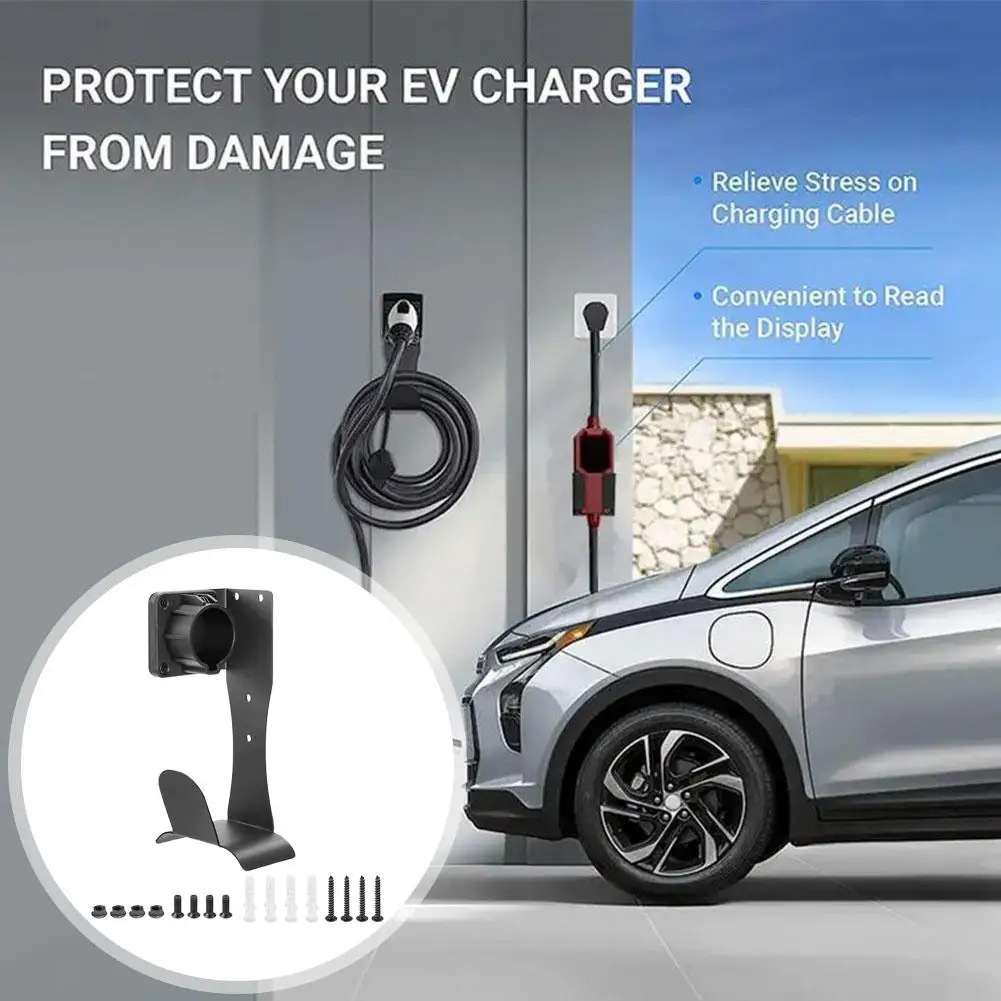 Charger Holder Wall Mount Stainless Steel Electric Charging Duty Connector Dock U-Hook Cord Organizer Vehicle Cable With Ba V5F3