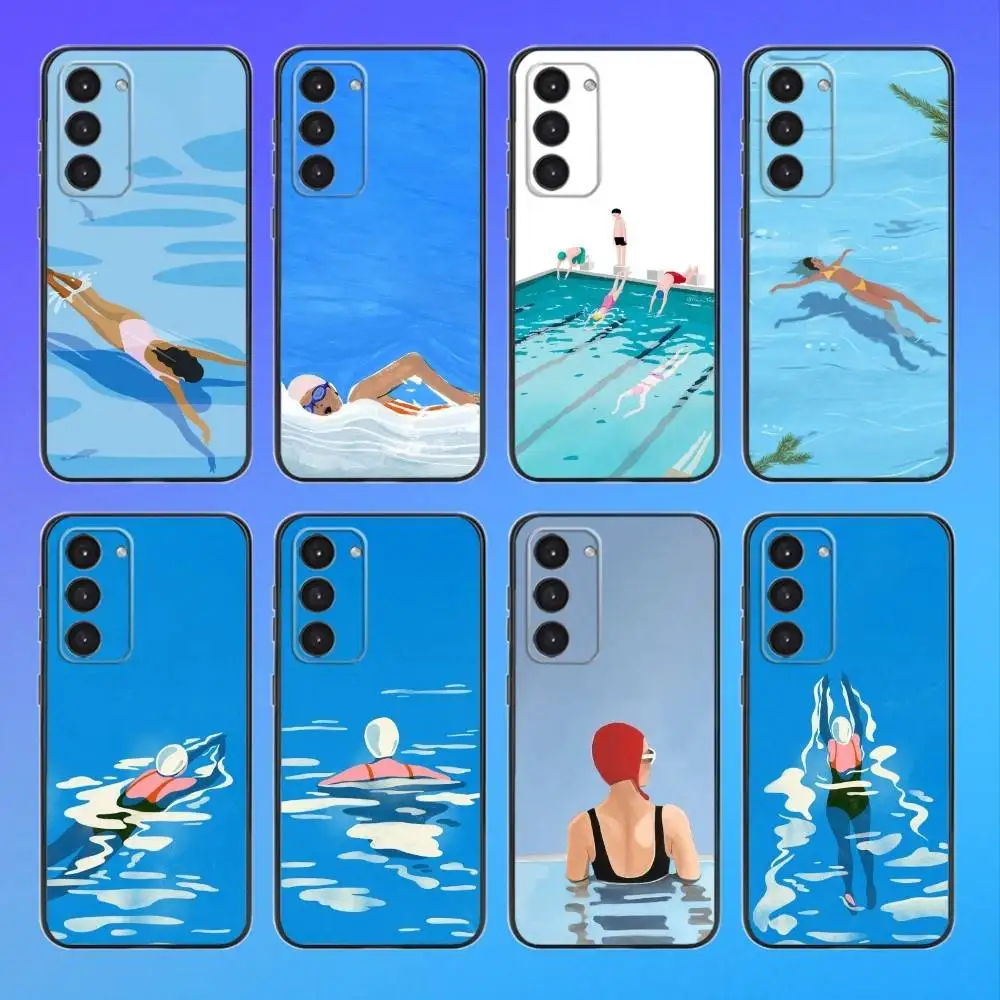 

Art S-Swim Black Soft Phone Case For Samsung Galaxy A73,A72,A71,A53,A52