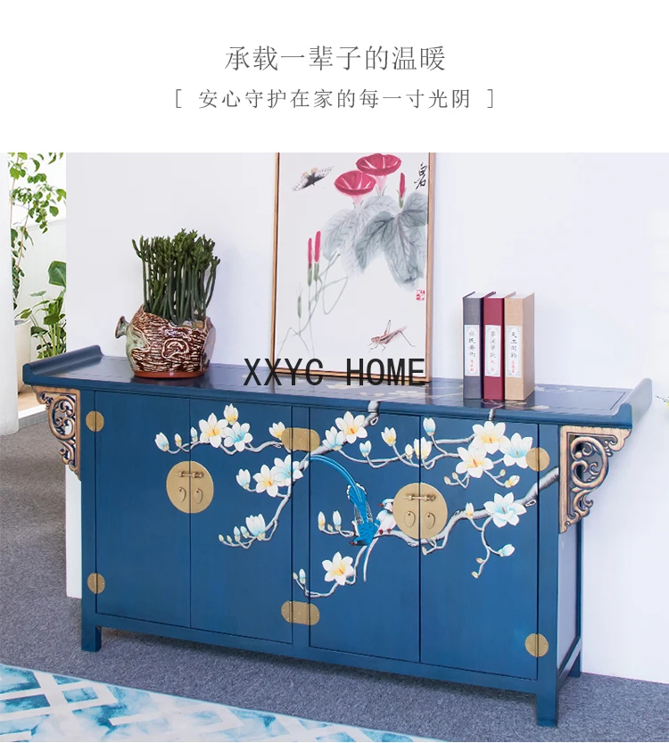 New Chinese Style Painted Furniture Solid Wood Storage Cabinet Entrance Foyer Decorative Large Capacity Shoe Cabinet