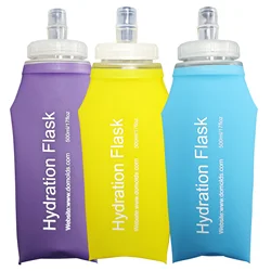 500ML TPU Soft Flask Orange Flask Pink Flask Green Flask BPA free Food Safety Hydration Flask for Running, Hiking, Camping etc