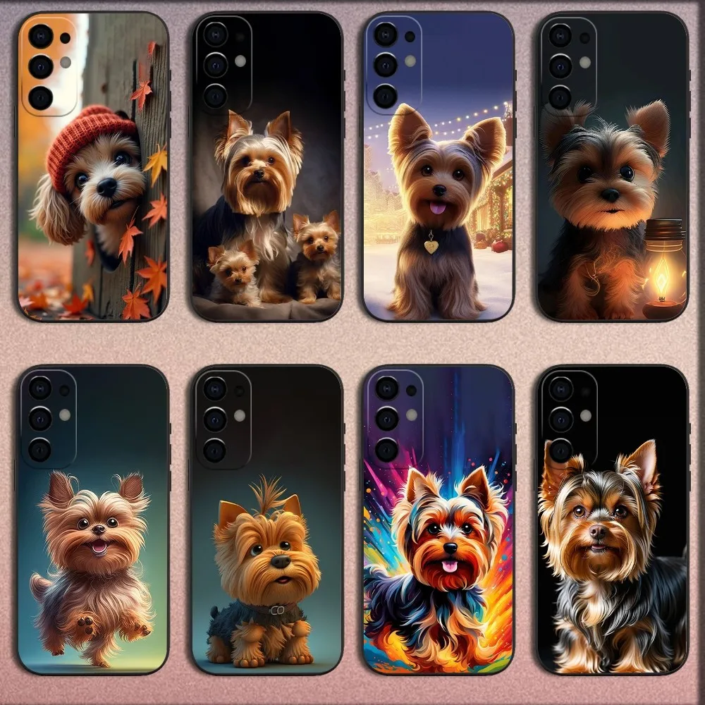 Pet Dog Yorkshire Terrier Phone Case For Samsung S25,S24,S21,S22,S23,S30,Ultra,S20,Plus,Fe,Lite,Note,10,9,5G Black Soft Cover