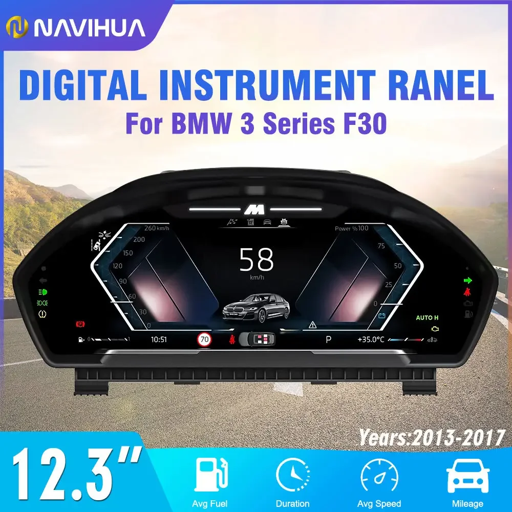 

Navihhua Car Digital Cluster LCD Instrument Speedometer Dashboard Virtual Cockpit For BMW 3 Series F30 2013-2017 Auto Meter