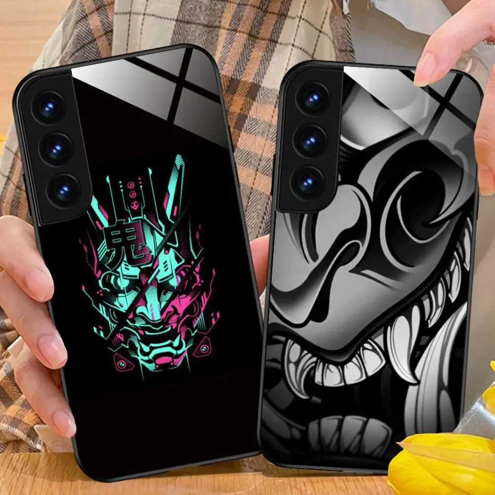 

Чехол для телефона Hannya Samurai Warrior для Samsung Galaxy S25 S24 S23 S22 S21 S20 Note20 Plus FE Ultra Glass Colorful Cover Luxury