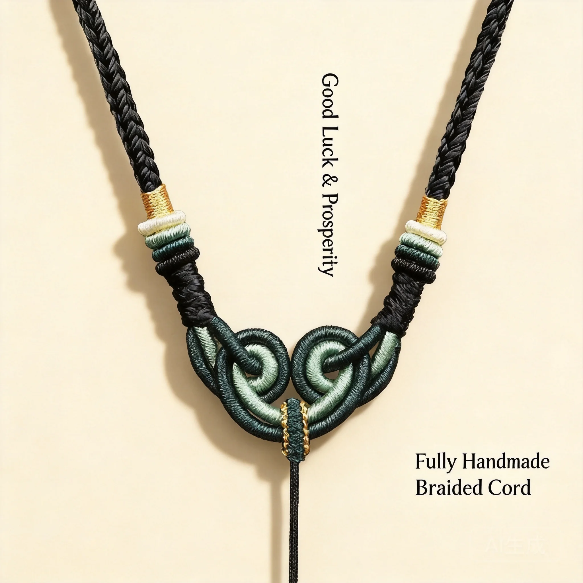 

Chinese Traditional Auspicious Ruyi Knot Hand Woven Adjustable Necklace Cord Lucky Blessing Good Fortune Jewelry Rope For Men
