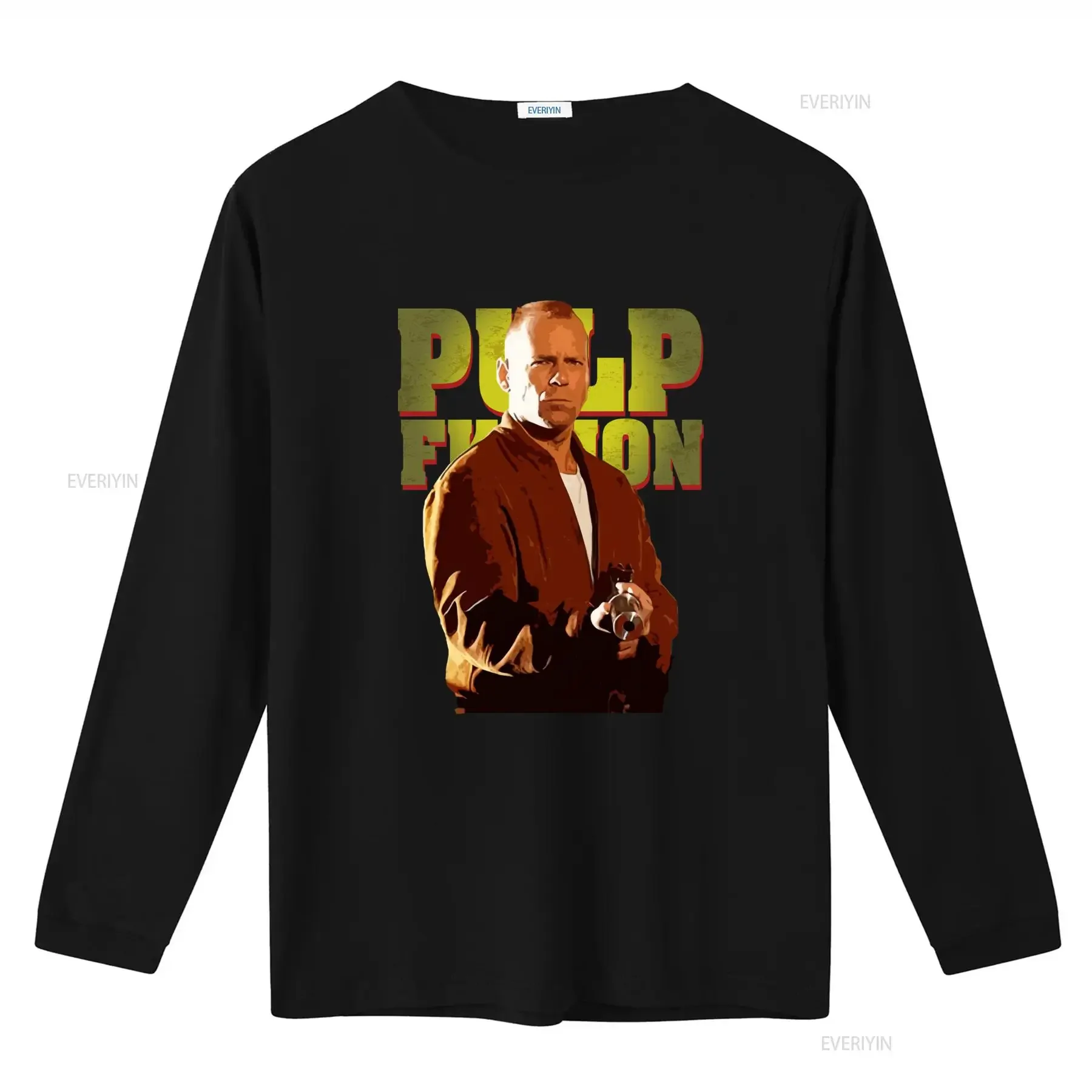 Butch Pulp Fiction Fan Bruce Willis Movie Print T Shirt for Men vintage Washed Slightly designer clothes Unisex Casual