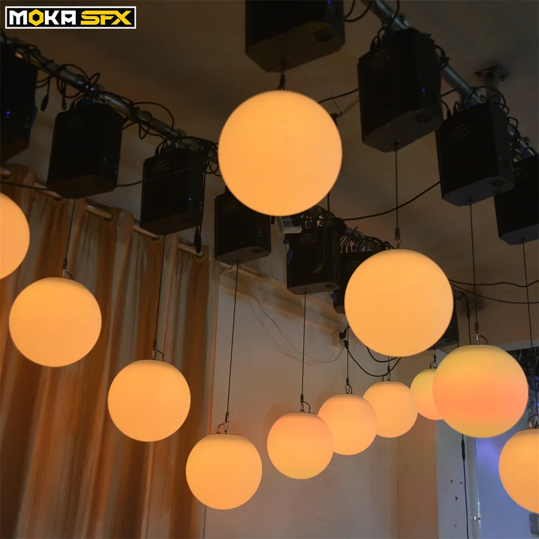 MOKA-Bola de elevación LED colorida SFX RGBW, cabrestante de Control Dmx, efecto de luz Led, decoración interior, barra de discoteca, bola cinética