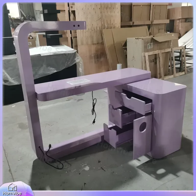 Modern Nail Table with Vacuum Dust Collector LED Lighting Adjustable Height for Nail Salon Spa Workshop Home Use Acrylic
