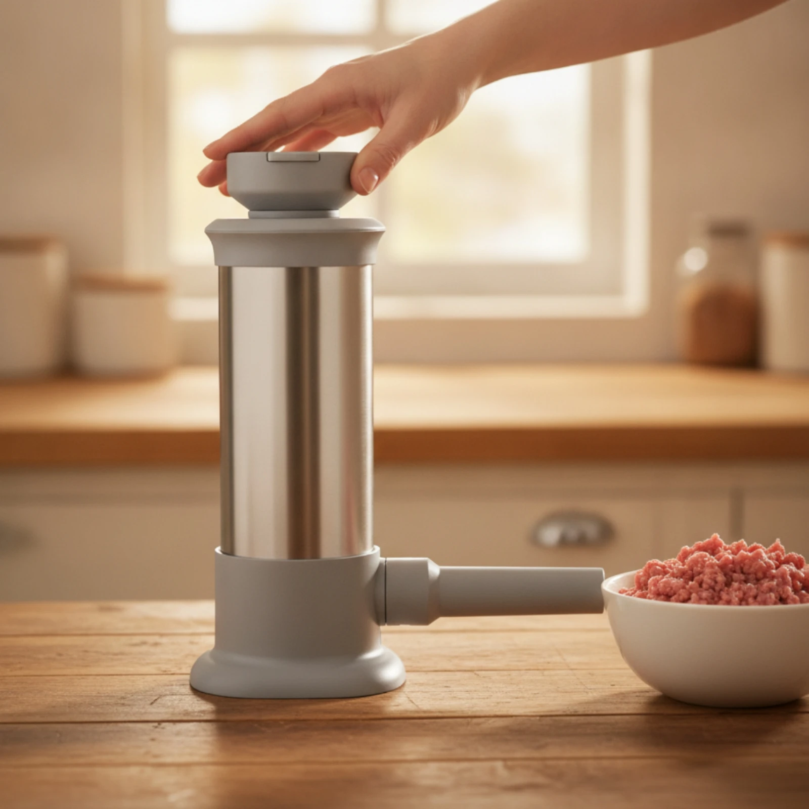 Meat Processing Tool Space-Saving Manual Sausage Stuffer for Home Cooks