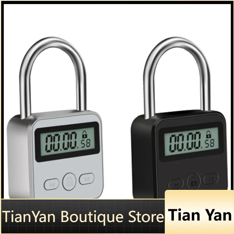 EE1 Metal Timer Lock LCD Display Multi-Function Electronic Time 99 Hours Max Timing USB Rechargeable Timer Padlock