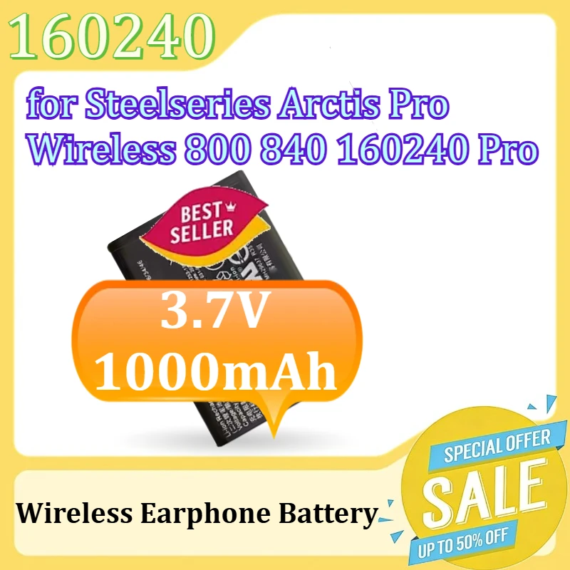 

160240 Battery for Steelseries Arctis Pro Wireless 800 840 160240 Pro Battery Wireless Earphone Battery 3.7V 1000mAh