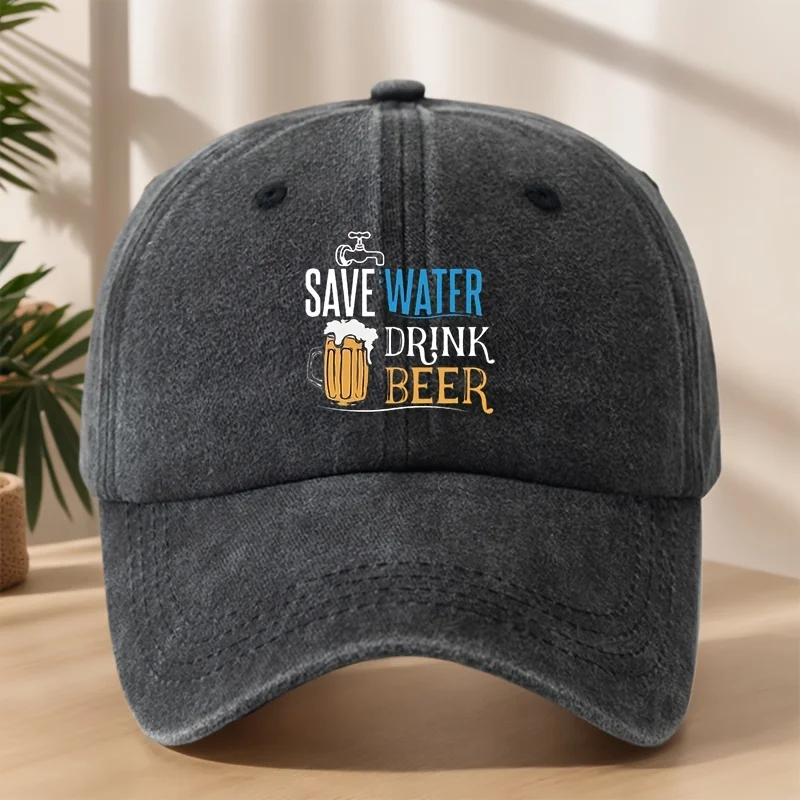 

"Save Water Drink Beer" Baseball Cap | Hip-Hop Style, Washed for Outdoor Camping & Picnics