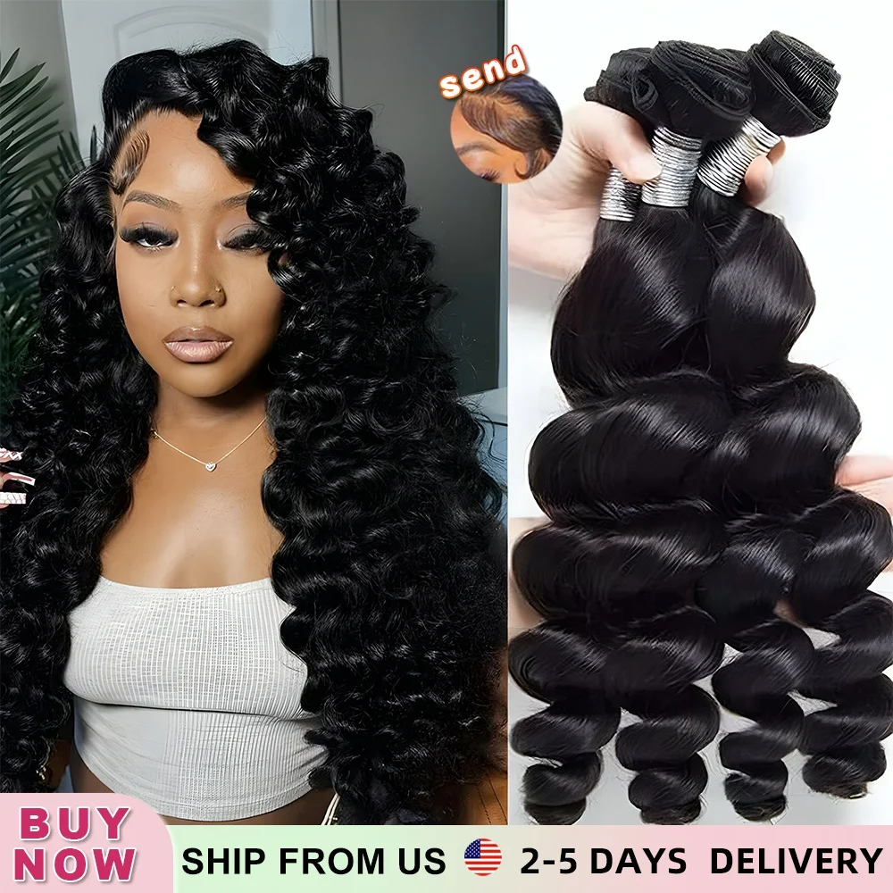 1/2/3/4/5/6 قطعة حزم شعر بشري مموج فضفاض 8-28 30 بوصة 100% شعر بشري غير معالج حزم شعر برازيلي مموج ملحقات