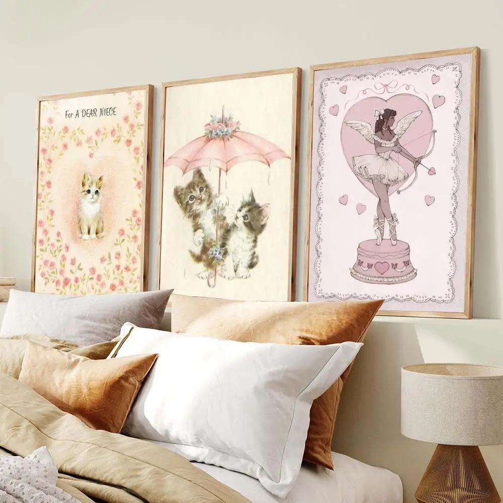 Dollette soft feminine aesthetic Poster Aesthetic Wall Art Canvas Trendy Bedroom Room Home Cafe  Decor
