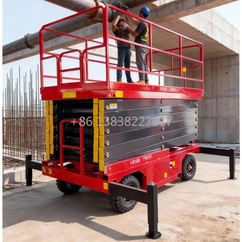 6m-12m Movable Scissor Lift Hydraulic Aerial Platform Solid Rubber Tires Corrosion-resistant Highly Durable