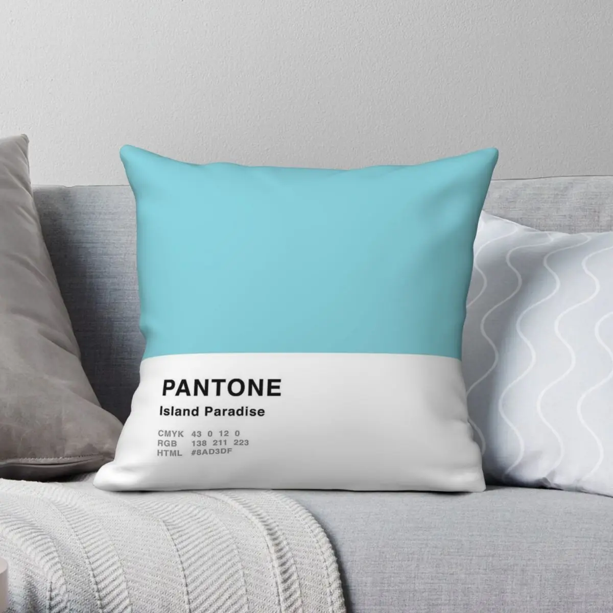 Island Paradise Blue Pantone Square Pillowcase Polyester Linen Velvet Pattern Zip Decorative Sofa Seater Cushion Case 45x45