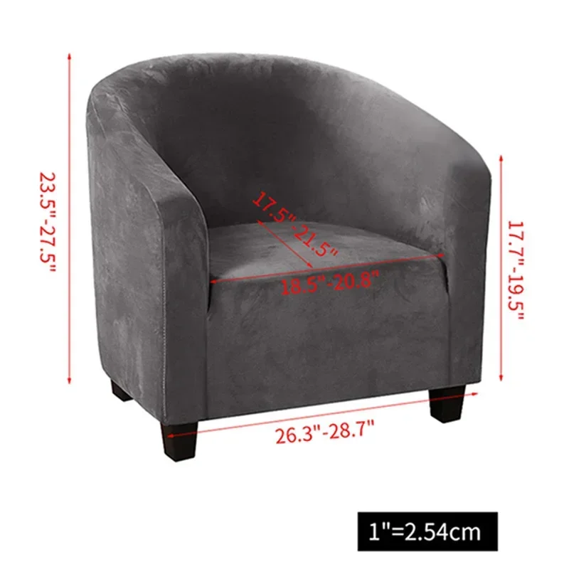 Solid Color Velvet Club Chair Slipcover Super Soft Tub Chairs Covers Anti-slip Elastic Armchair Slipcovers Home Coffee Bar Hotel