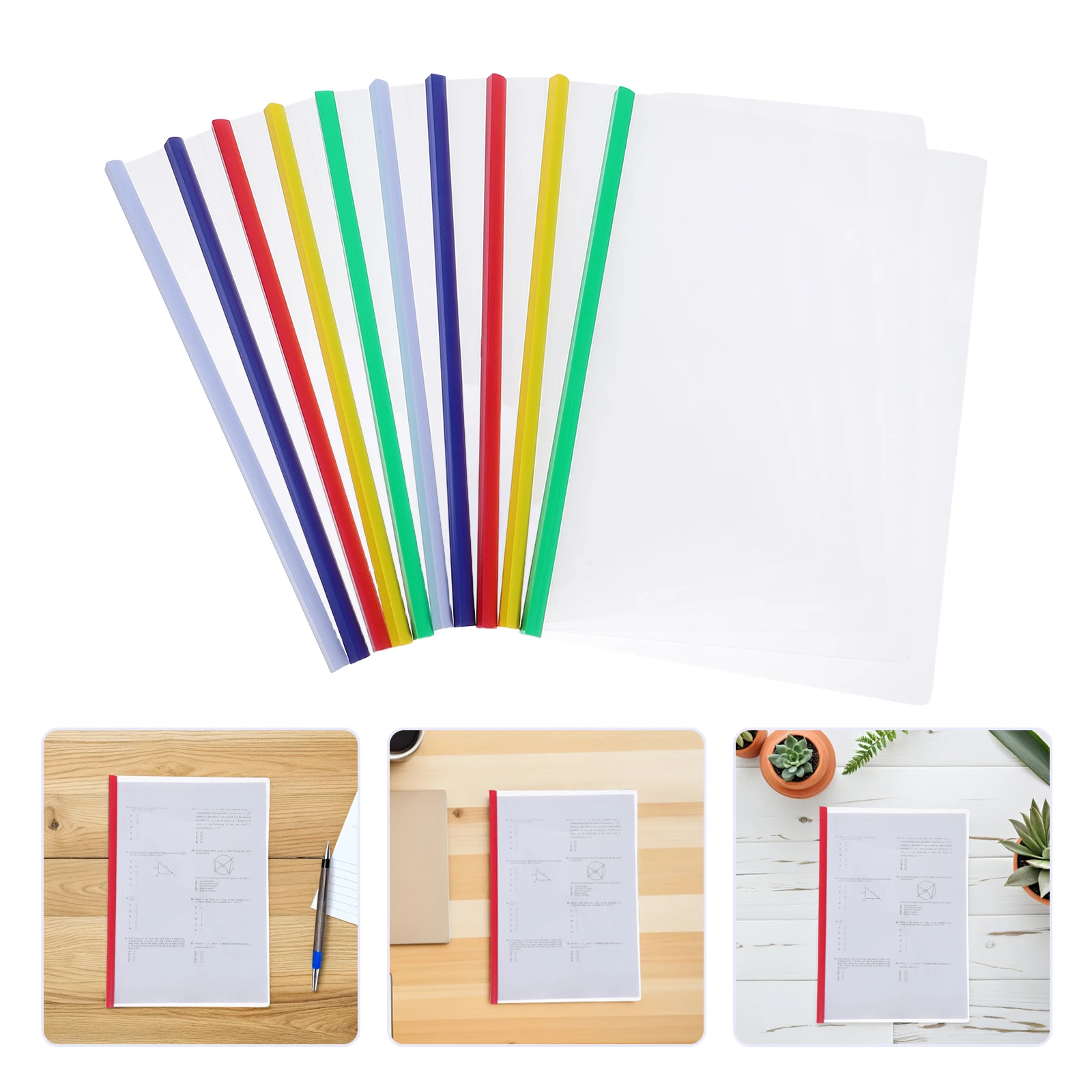 

10 Pcs Transparent Plastic Folder Home Paper Stationary Organiser Report Binder Sliding Bar Holder File A4 Pp