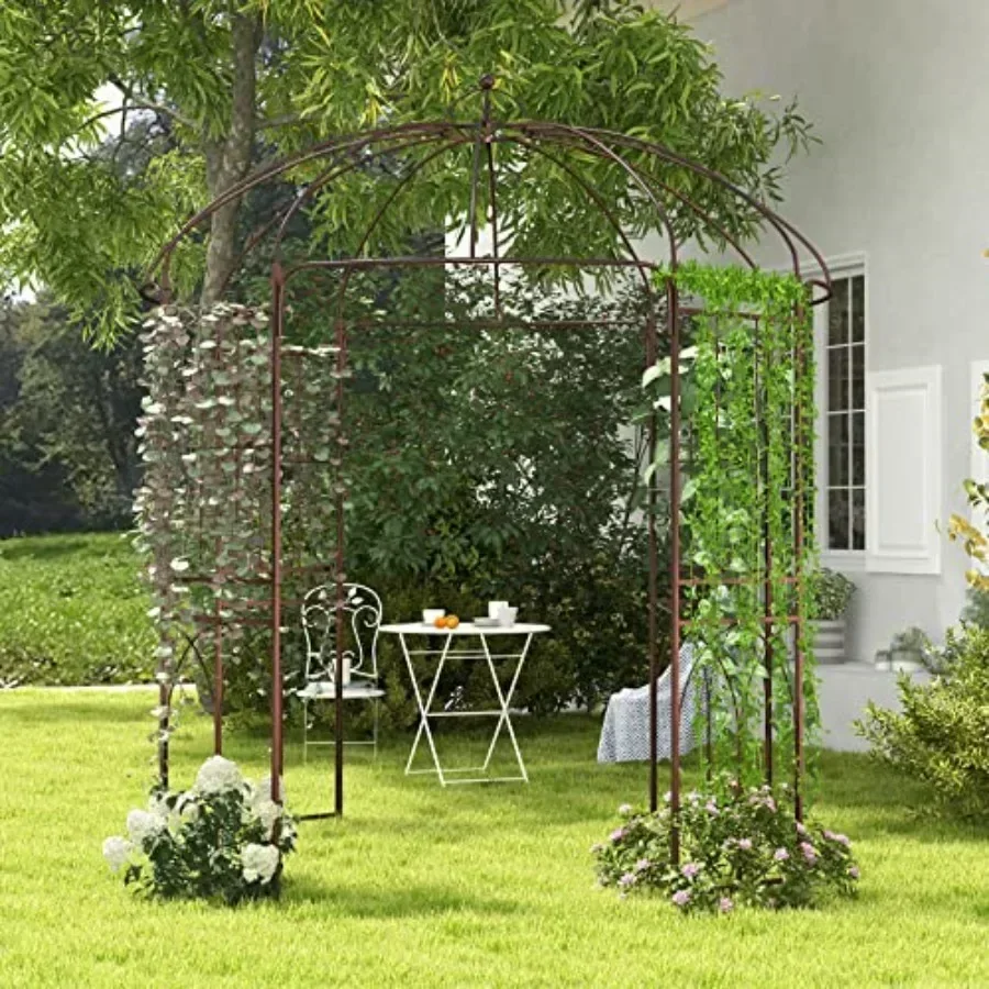 Birdcage Shape Garden Arbor 7 x 8.4 ft Heavy Duty Metal Garden Gazebo Pergola with Trellis Garden Arch Trellis for for Clim Pla