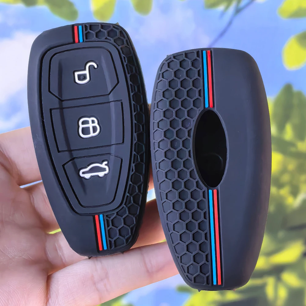 Ergonomic Racing Line Silicone Shell For Ford ST Line Fiesta Focus Mondeo Ecosport Kuga Puma Edge Escape Smart Fob Cover