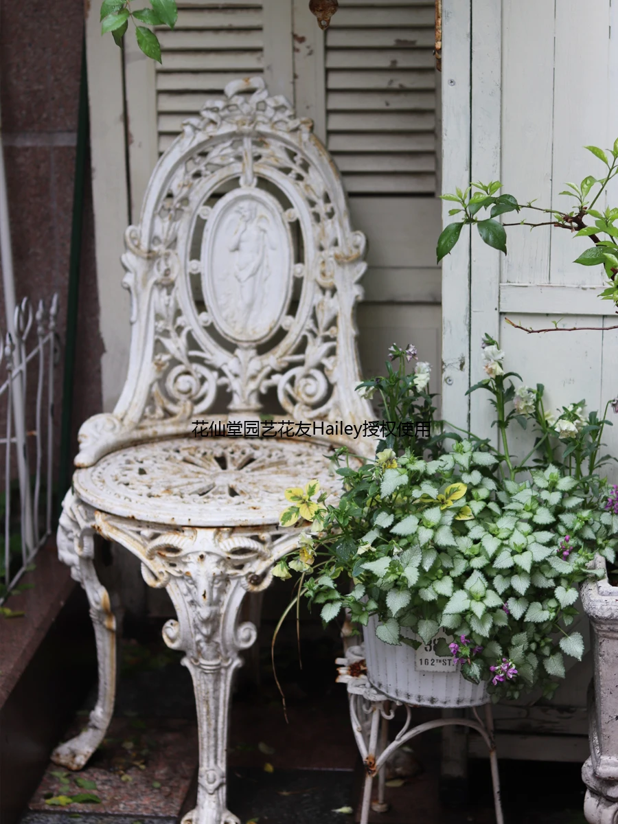 Classic European Retro Victorian Cast Iron Crown Single Chair Outdoor Villa Garden Courtyard