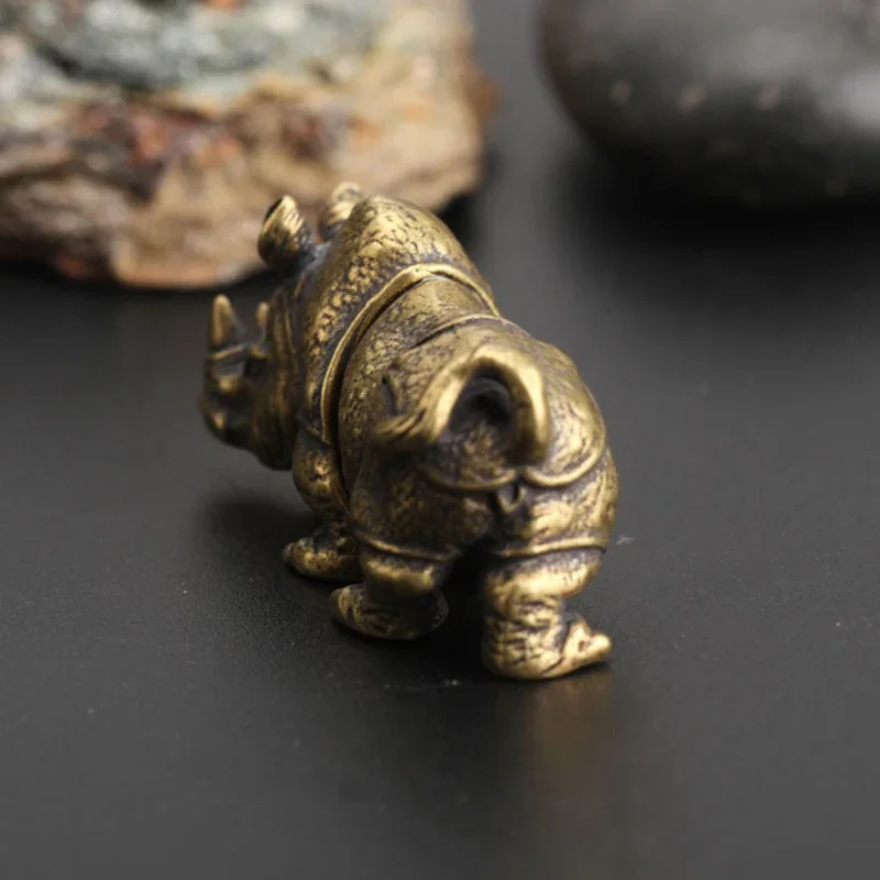 Decor Rhino Ornament Display Handmade Home Office Sculpture Toy Vivid Mini Miniature Antique Useful Convenient