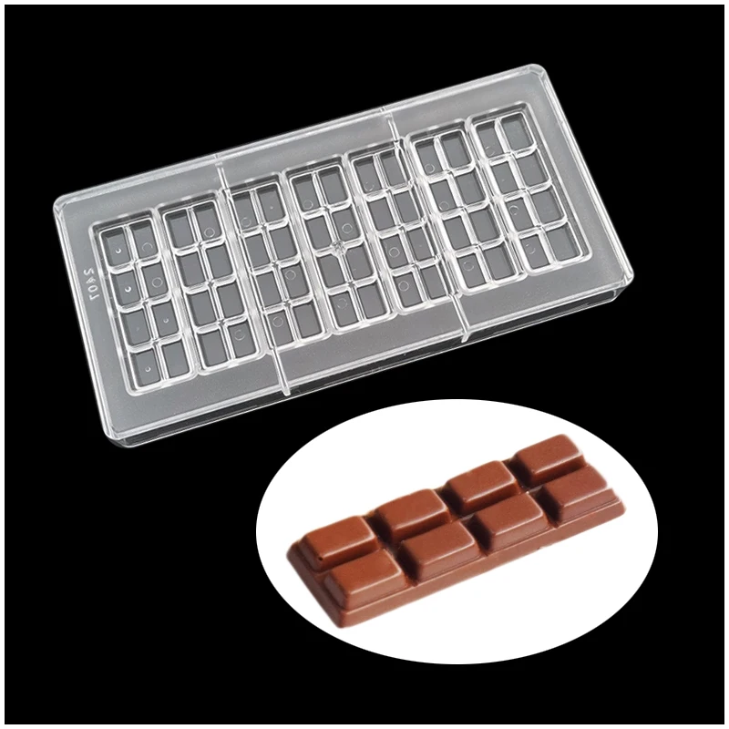 Long Row Chocolate Mold PC Transparent Rectangular Block Dried Fruit Chocolate Plate Baking Mold Baking Accessories