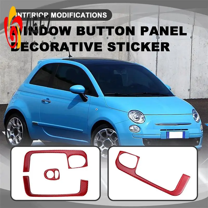 

AEF2-Window Button Panel Decorative Sticker Interior Modifications For Fiat 500 2008-2011 Abarth 595 2012-2023