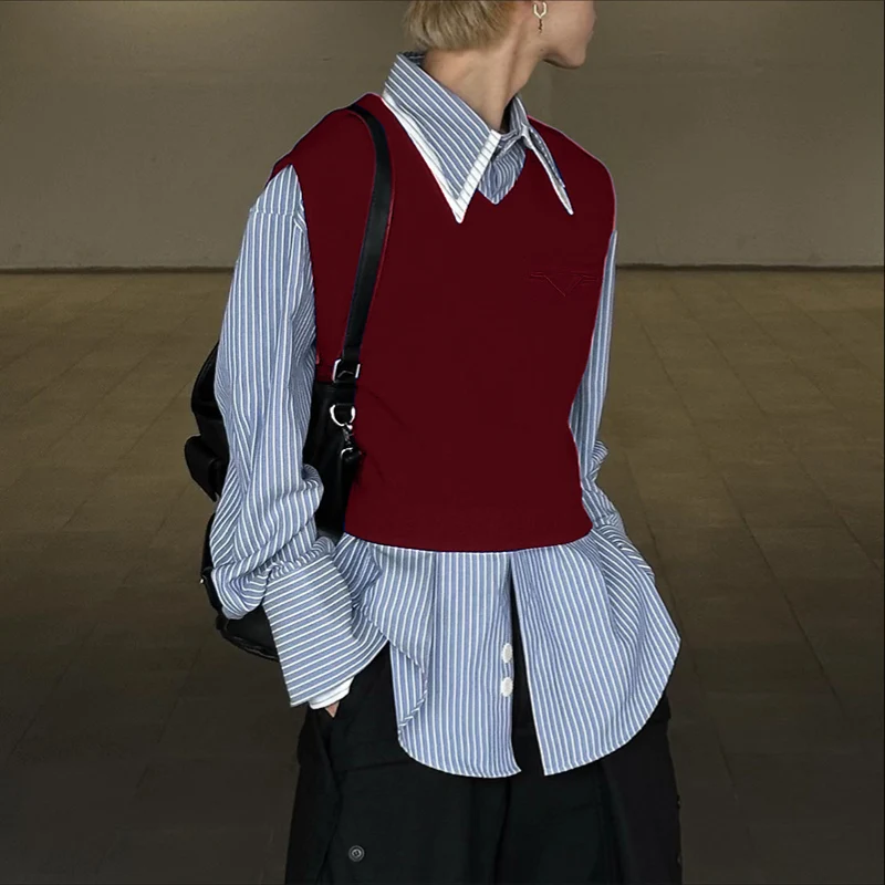 INCERUN 남성 조끼 솔리드 컬러 오넥 민소매 백리스 홀로우 아웃 조끼 남성 스트리트웨어 루즈 패션 남성 조끼 S-5XL