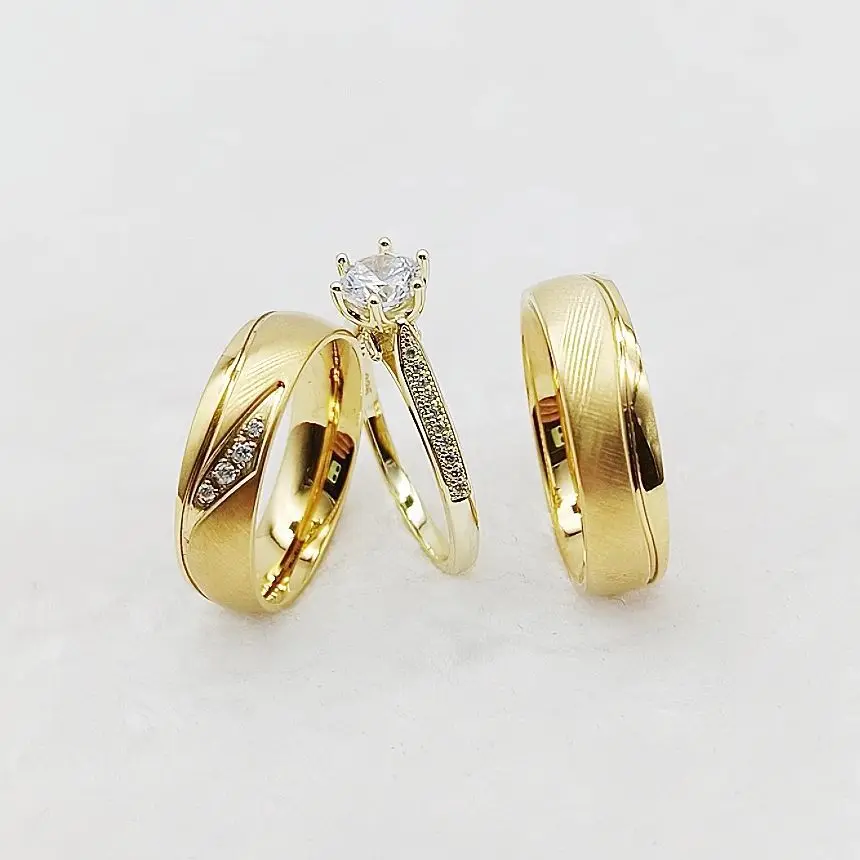 925 Sterling Silver Wedding Engagement Rings Set for Women Fine Jewelry 18k Yellow Gold Plated  AAAAA CZ Diamond Couples Ring